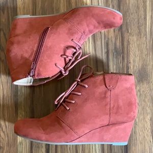 Dolce Vita Terra Cotta Wedge Lace Up Booties